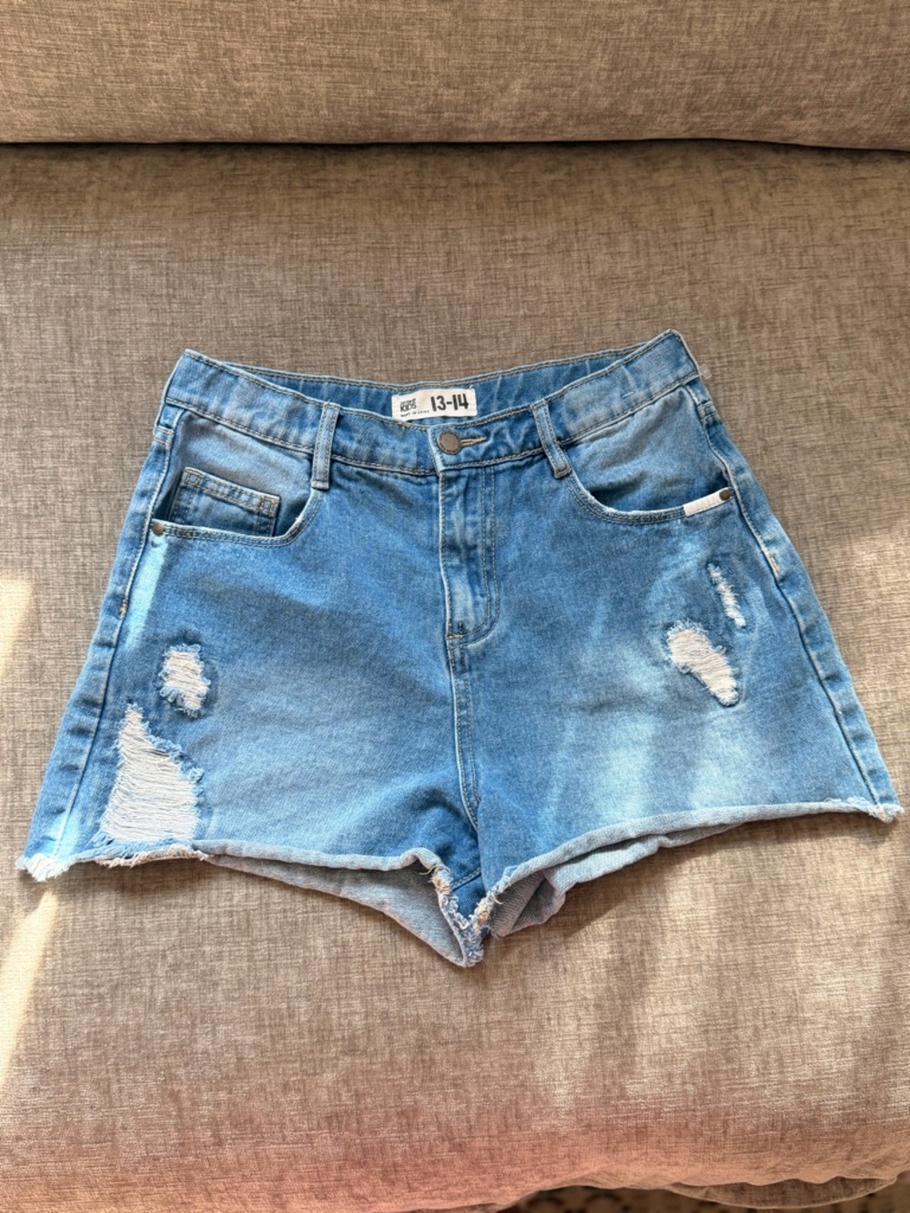 Cotton On Light Blue Ripped Denim Shorts